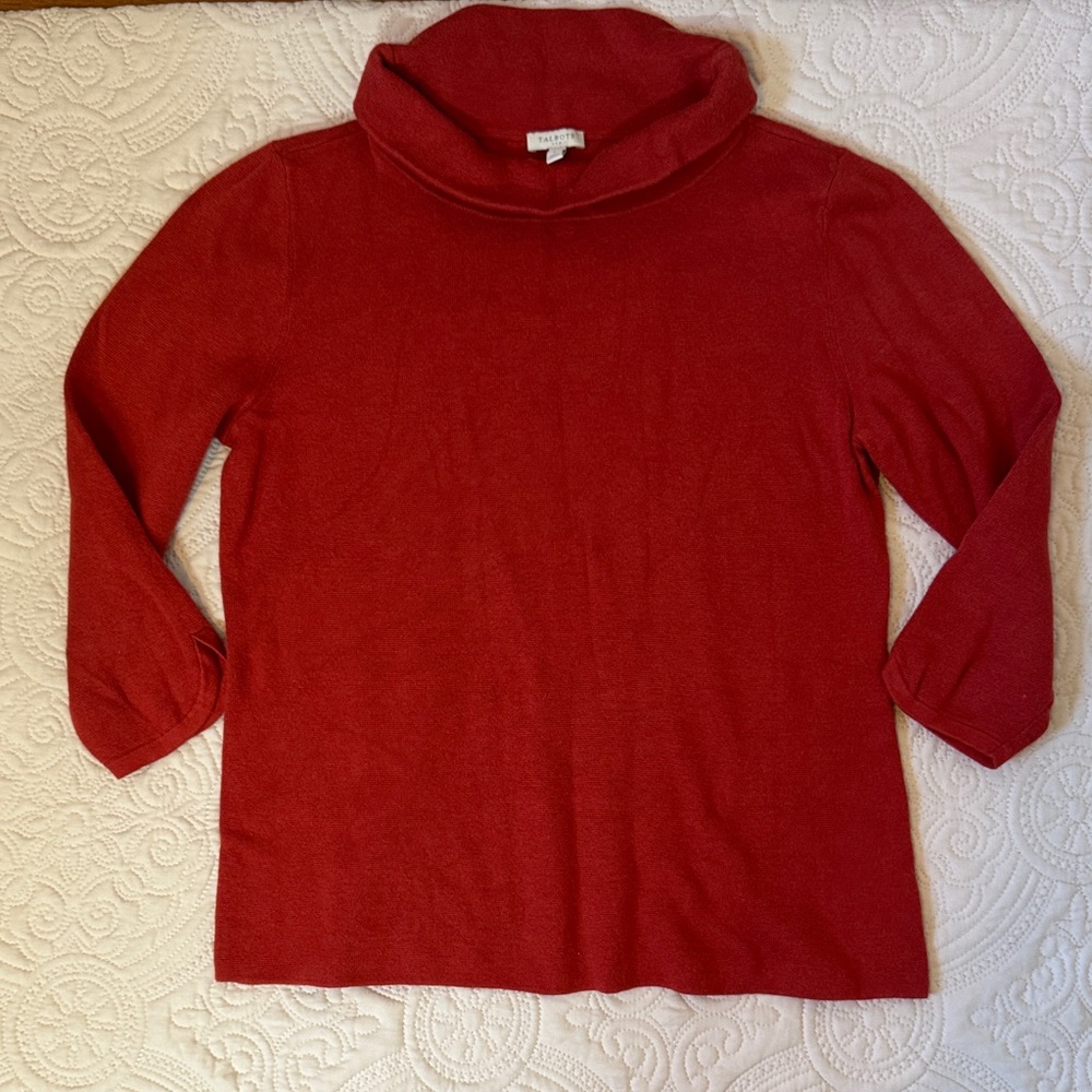 Talbots Rich Red/Orange Cowl Neck Sweater